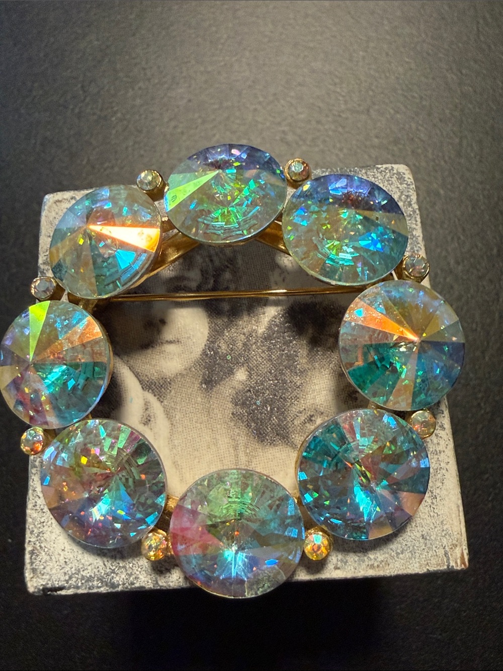 Vintage Albert Weiss Aurora Borealis Ricki Wreath Brooch
